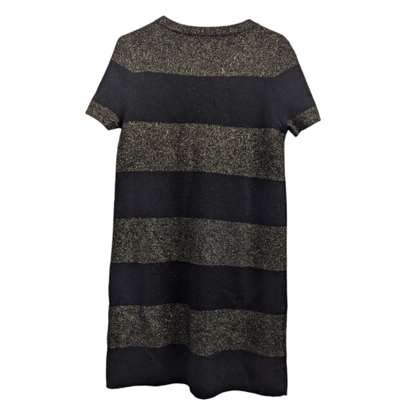 KATE SPADE Freyda Sparkle Stripe Wool Blend Knit Black Gold Dress Sz M 388$ - Picture 4 of 6